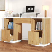 Set ufficio bianco e rovere con scrivania da 140 cm e archivio