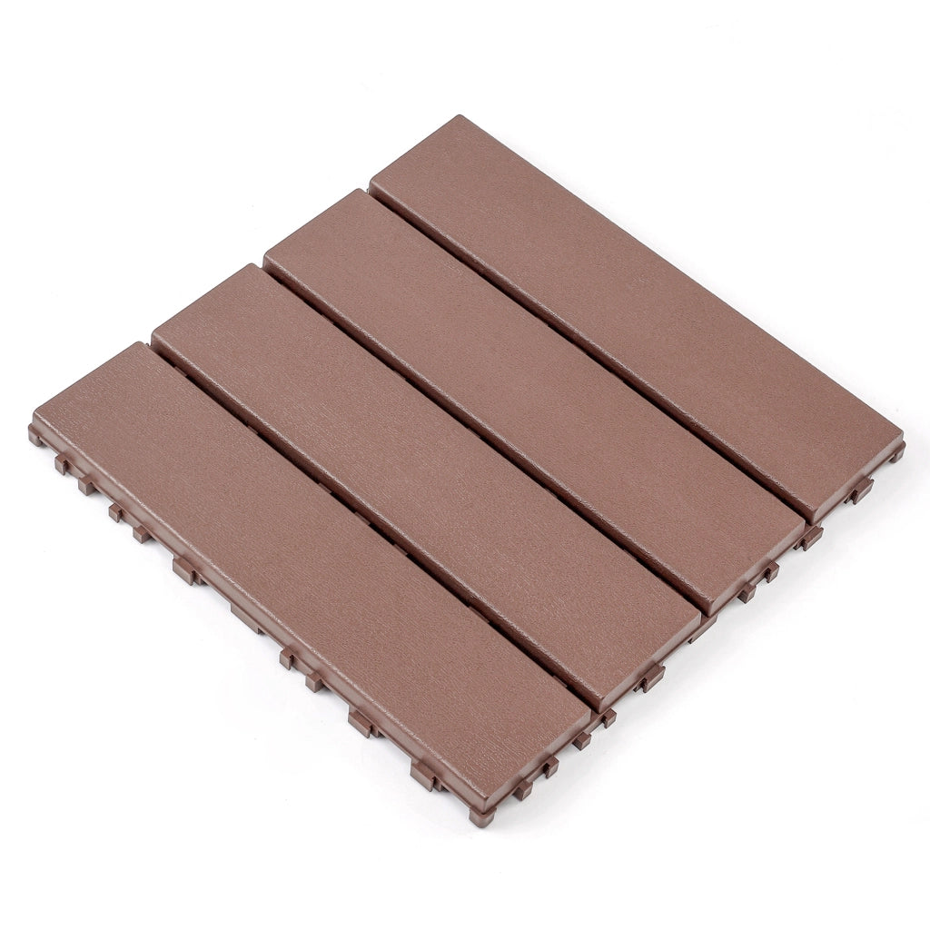 44 Piastrelle da Esterno in Plastica ad Incastro 30x30 cm Impermeabili per Patio, Balcone, Piscina e Giardino, Uso Interno ed Esterno, Marrone