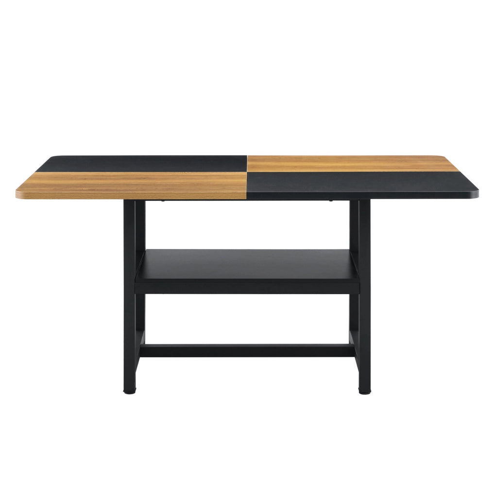 Tavolo da pranzo rettangolare 160 cm per 4-6 persone in MDF e metallo, marrone e nero