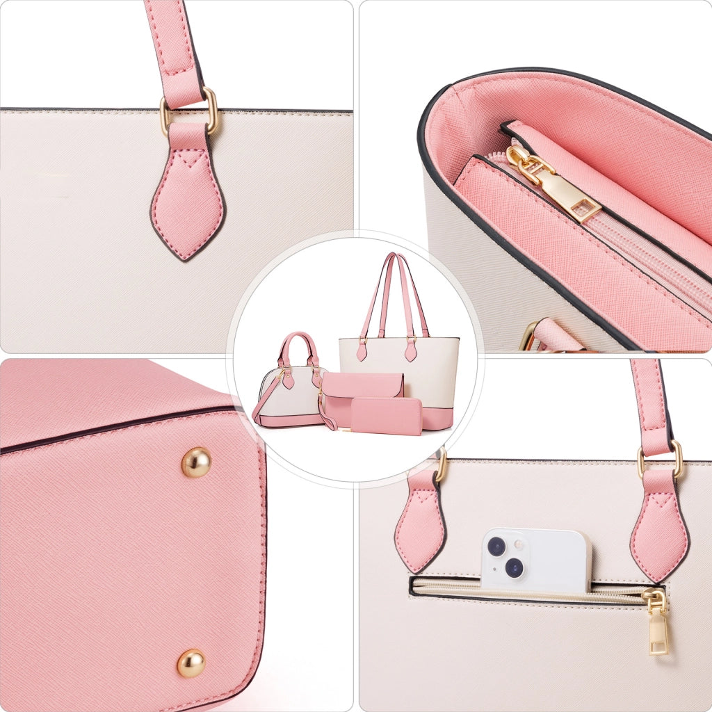 Set 4 borse da donna in PU con portafoglio, 40 x 29 x 14 cm