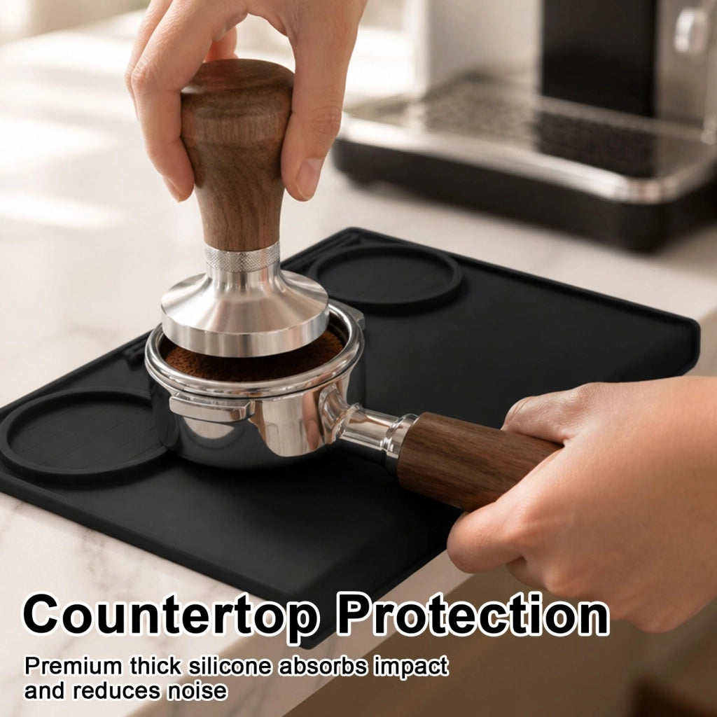 Tappetino in silicone per espresso, dimensioni 25x20 cm, colore nero