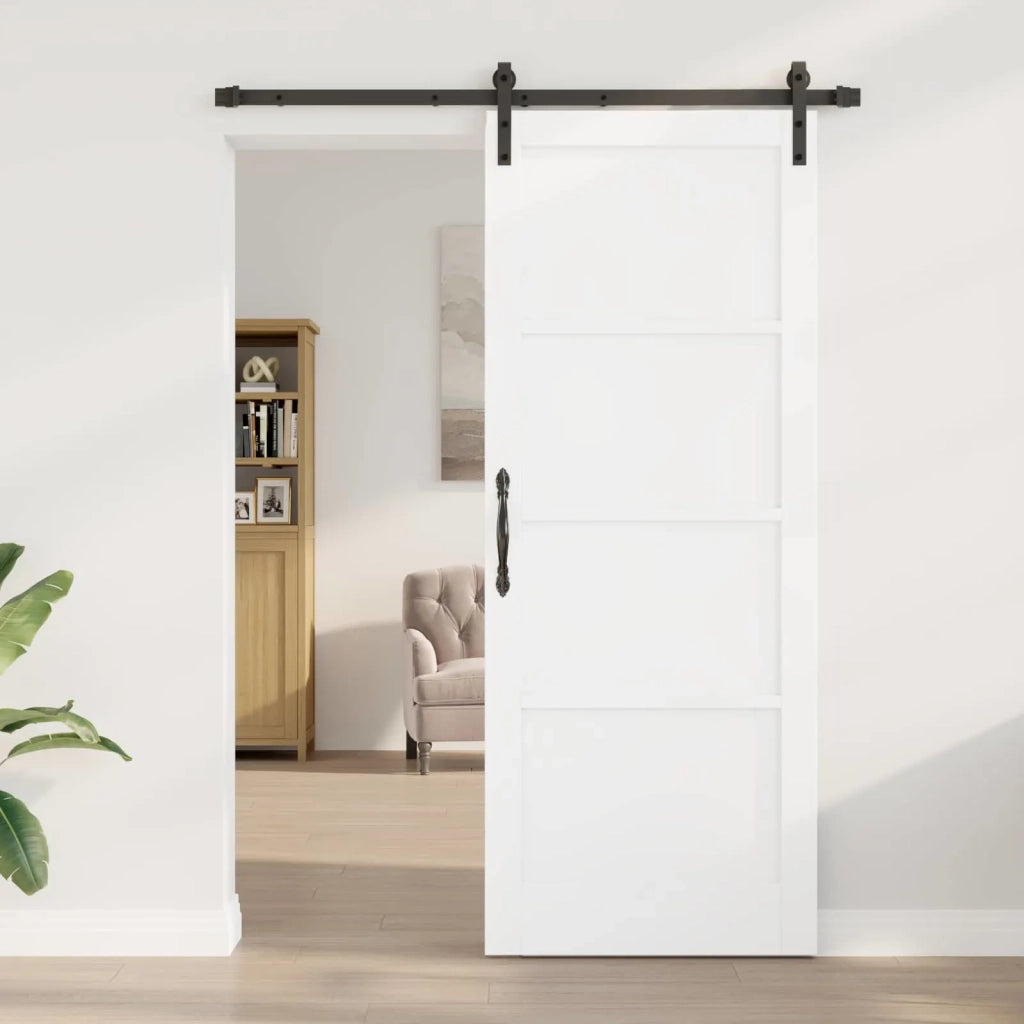 Porta scorrevole 83 x 211 cm Legno ingegnerizzato Bianco e Nero 3449964