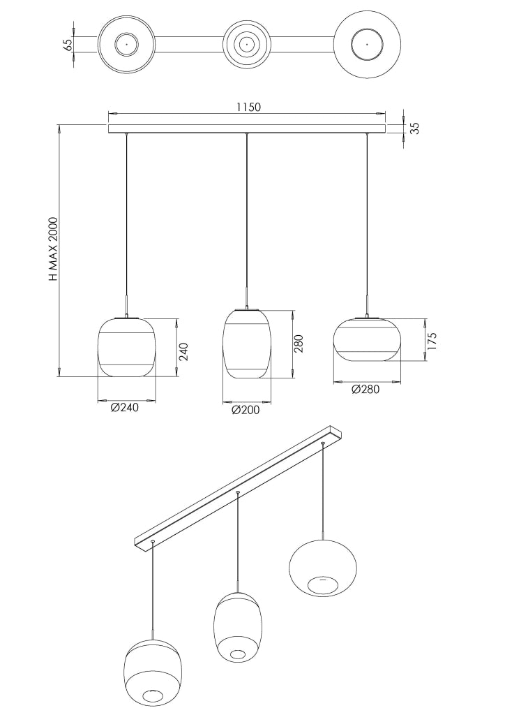 Lampada a Sospensione Brio Grigio Chiaro LED 42W - Fabas Luce