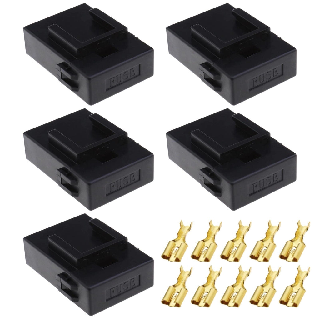 Set di 5 portafusibili con copertura, 12/24V, per cavi da 4-6mm²