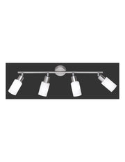 Lampada Soffitto Nichel 4 Faretti Spot Orientabili Paralume Vetro Mars Trio Lighting