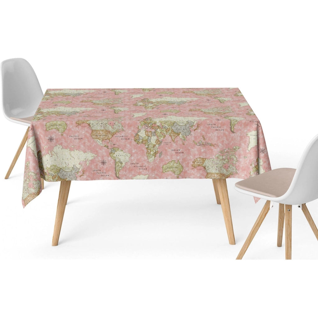 Tovaglia rettangolare, dimensioni 260x140 cm, antimacchia, impermeabile, color rosa