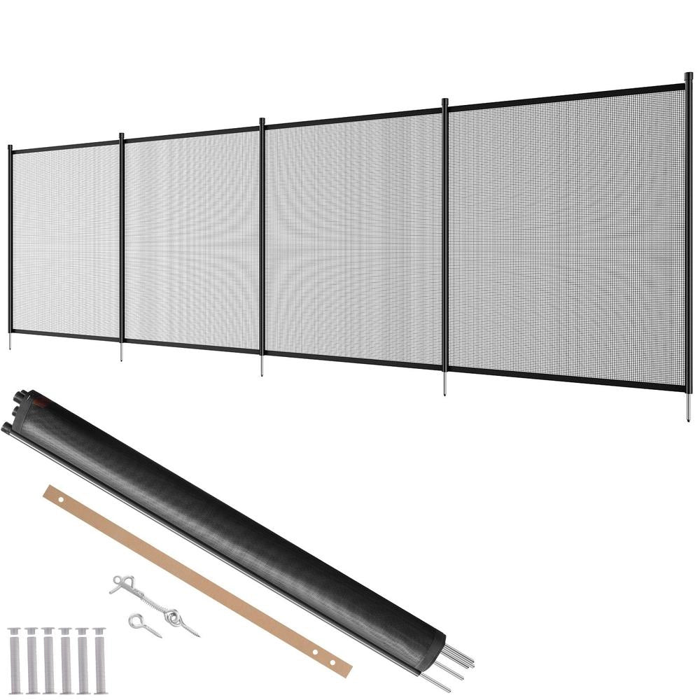 Recinzione di Sicurezza per Piscina Rimovibile NLSSHL412 in Tessuto PVC Teslin 340 g e Alluminio 1,21x3,66 m Nero Resistente per Giardino