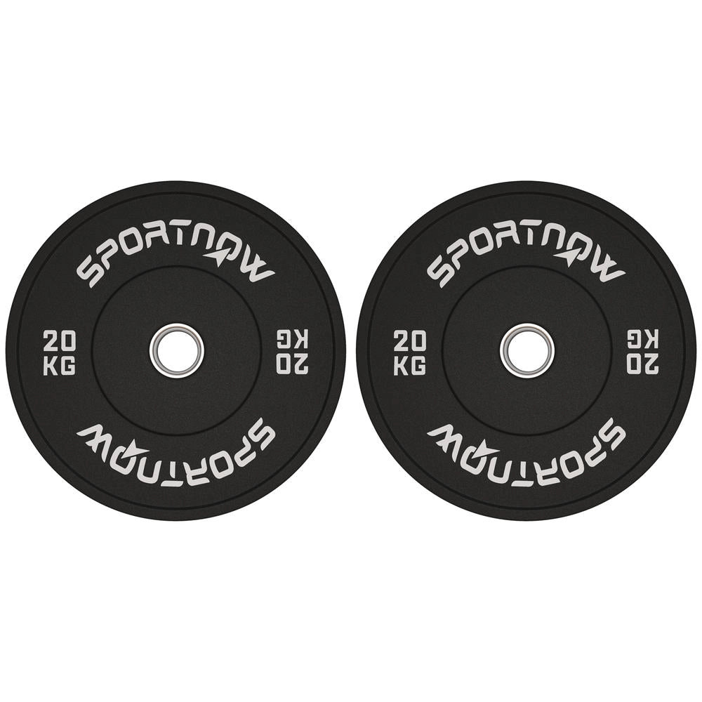 Set 2 Dischi Pesi 20kg in Gomma per Bilanciere e Manubri Foro 5cm, Robusto e Durevole, Nero