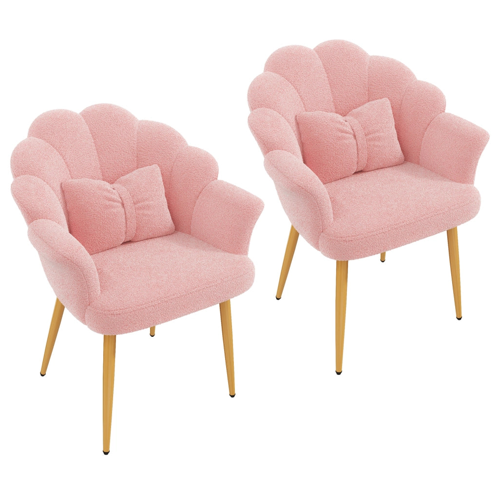 Set di 2 poltrone 64x65;5x85 cm in tessuto peluche rosa con cuscini