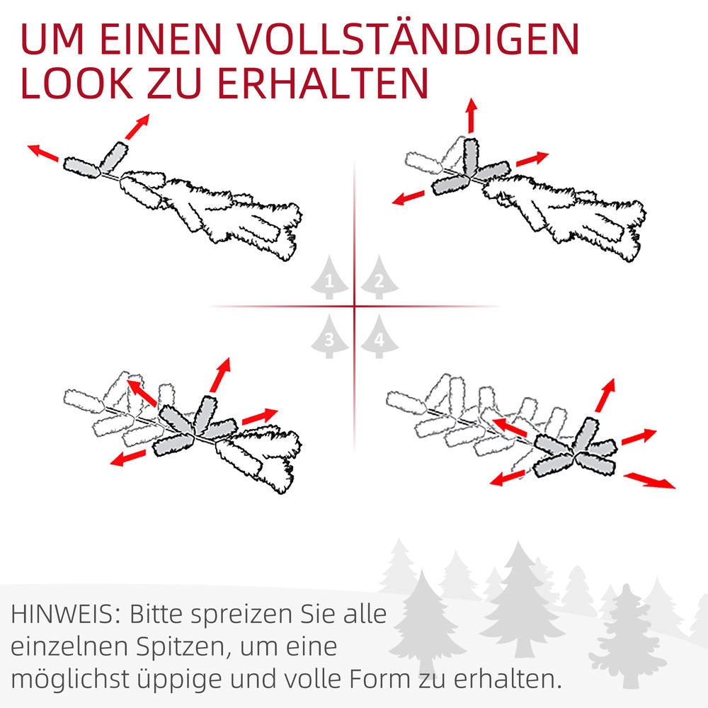 Albero di Natale artificiale 2,1 m verde con luci LED e stella, con base inclusa, facile da montare per casa