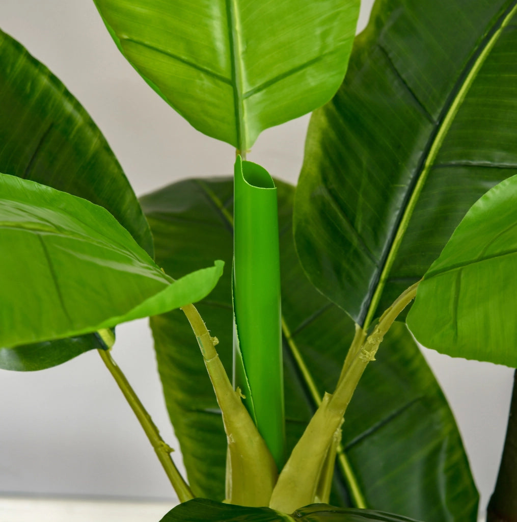 PIANTA ARTIFICIALE di banano 150 cm verde con vaso nero per interni ed esterni