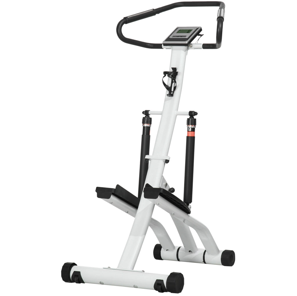 Stepper con manubrio e monitor, 12 livelli di resistenza, nero