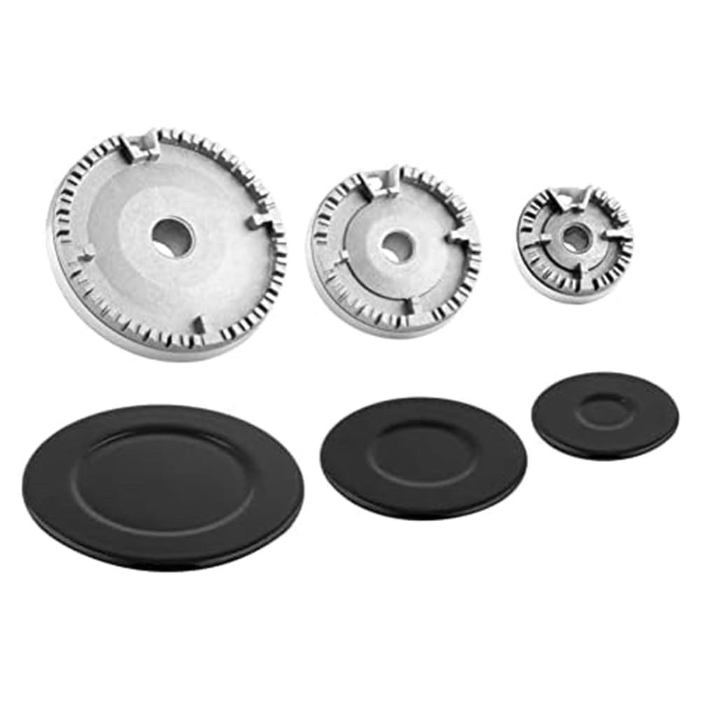 Set da 3 pezzi composto da protezioni per bruciatore a gas e teste per bruciatore