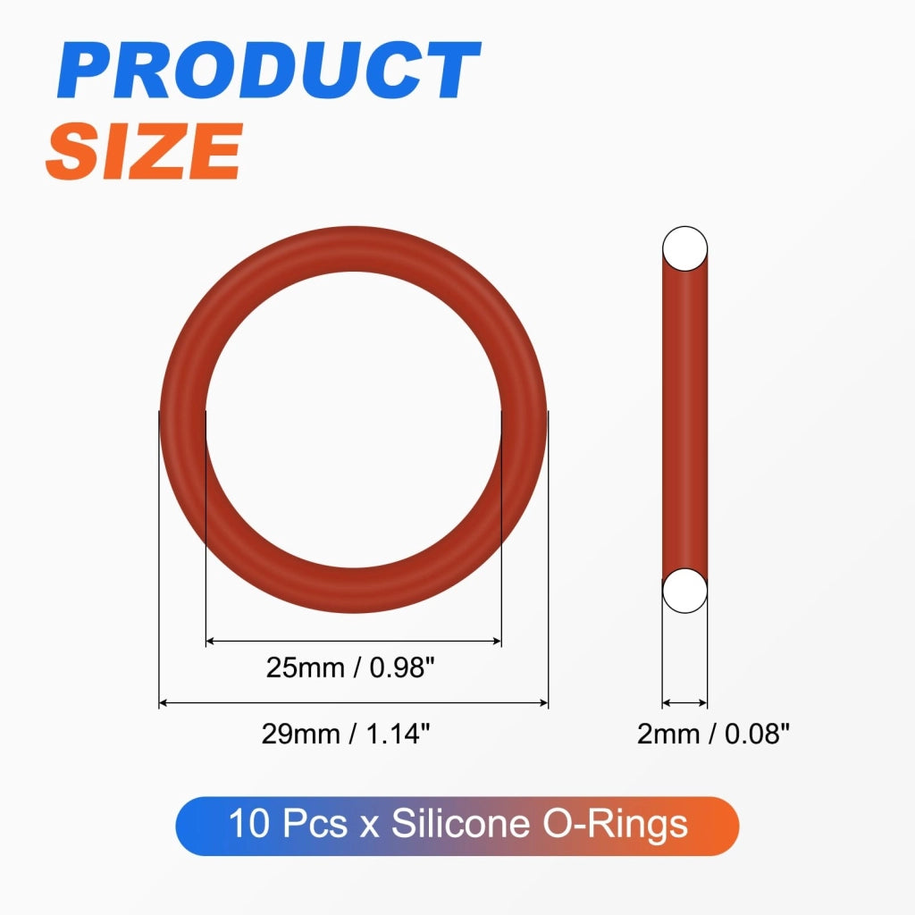 Guarnizioni in silicone, 10 pezzi, 29x25x2 mm, guarnizione metrica