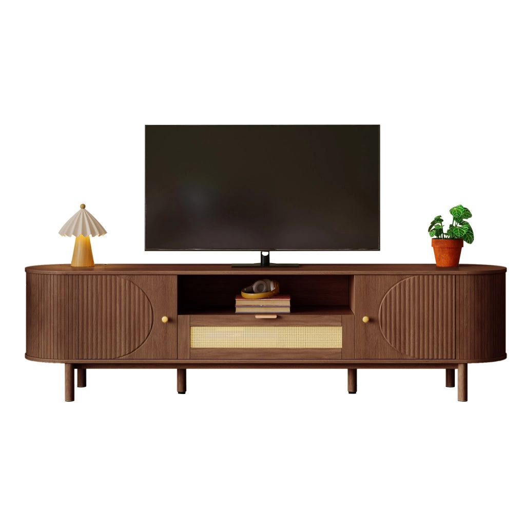 Mobile TV 175x36x51 cm in MDF noce con vano contenitore e nicchia aperta