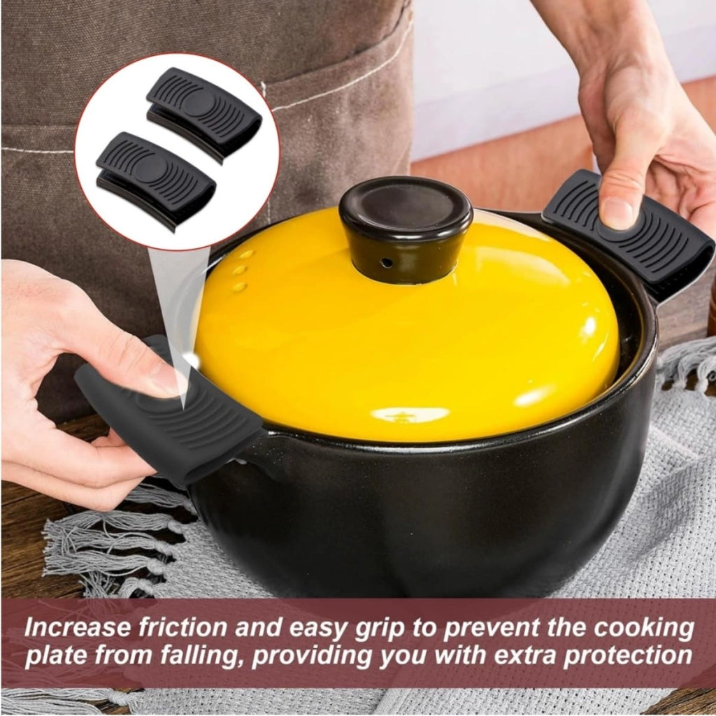 Set di 4 supporti in silicone per maniglie di pentole, resistenti al calore, anti-scottatura