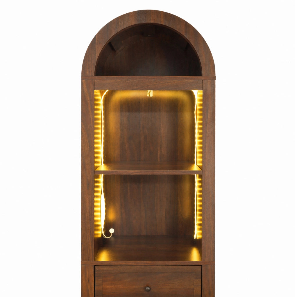 Colonna bagno in MDF color noce con LED RGB, 40 × 30 × 163 cm