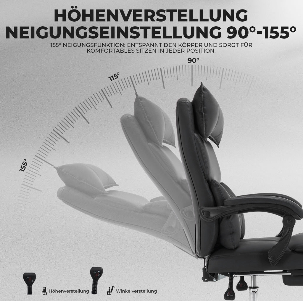 Sedia da ufficio ergonomica 65x48x120 cm in tessuto nero, regolabile e girevole