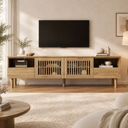 Mobile TV 180 cm in MDF effetto legno con 2 ante e 2 cassetti