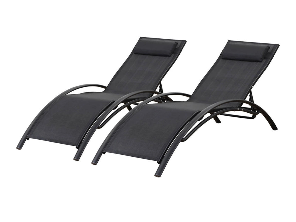 Set di 2 lettini prendisole Beauty "Phoenix" in alluminio Nero