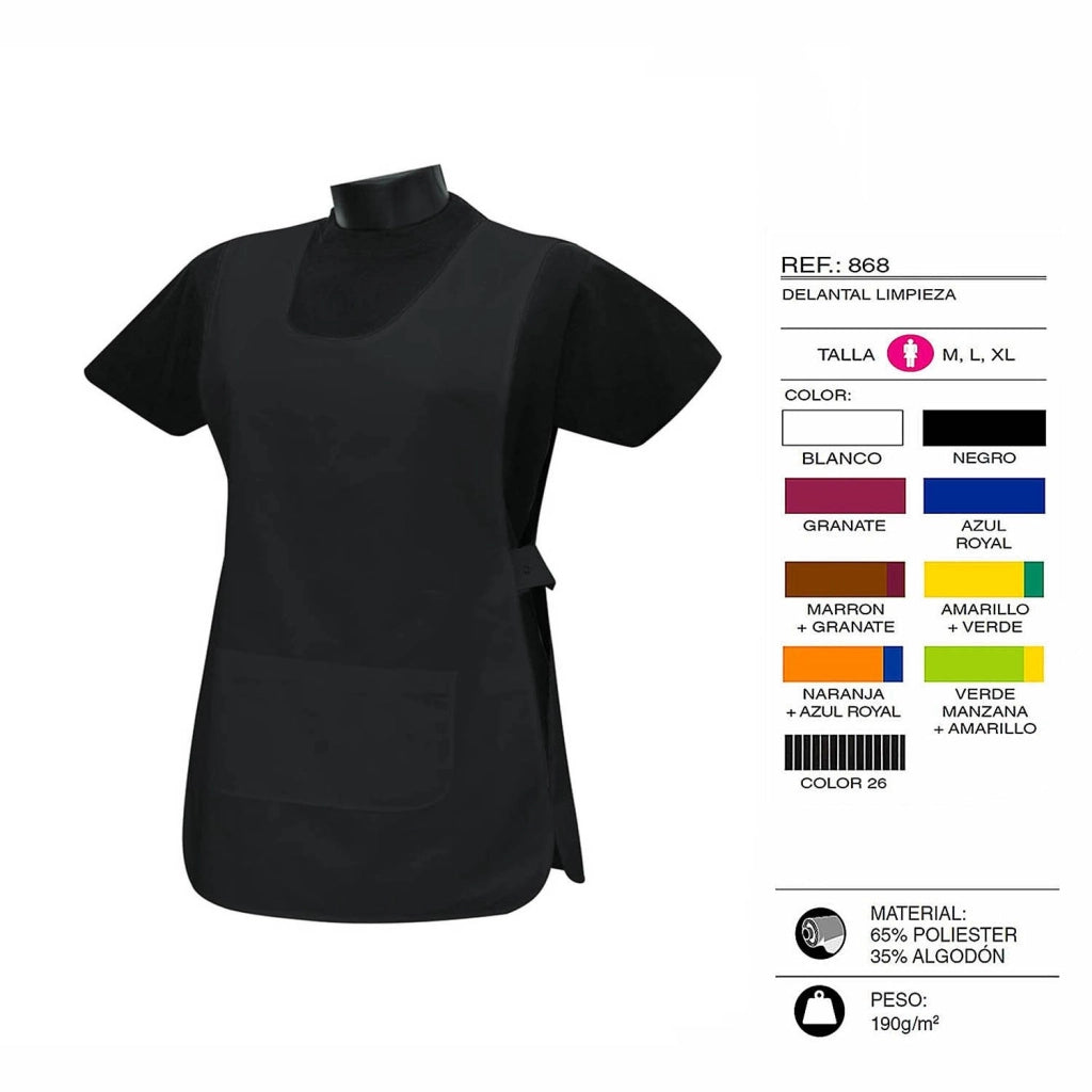Grembiule da cucina MZ-631, unisex, nero, taglia M, 65% poliestere, 35% cotone