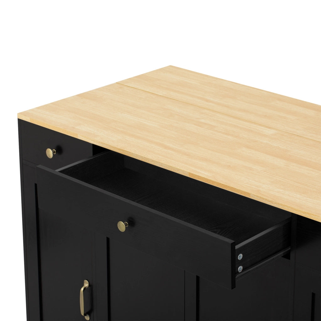 Credenza in MDF con 3 cassetti e piano color legno, nera