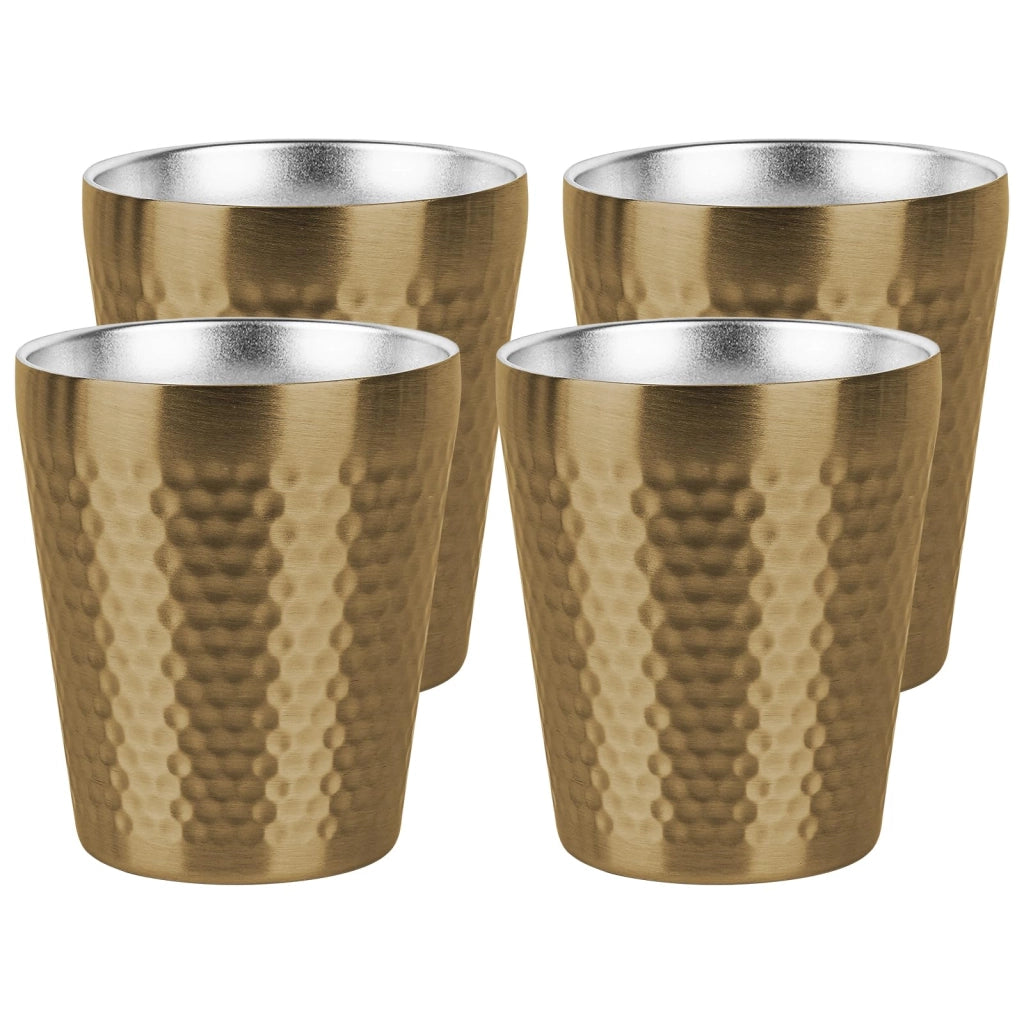 4 bicchieri termici isolati, in acciaio inossidabile, a doppia parete, da 10 once, color oro, impilabili