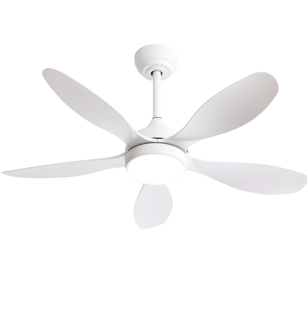 Ventilatore da soffitto 107 cm con luce LED dimmerabile e telecomando, bianco