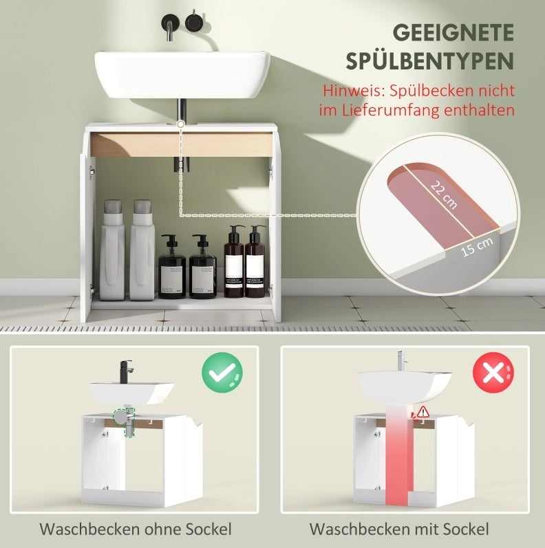 Mobile sottolavabo bianco 60 x 35 x 57,9 cm con ante soft-close