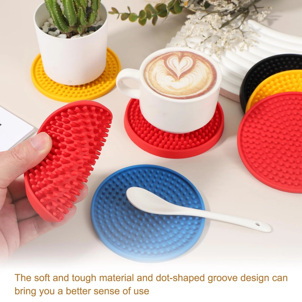 Sottobicchieri rotondi in PVC, confezione da 3 pezzi, colore blu, diametro 10 cm, antiscivolo