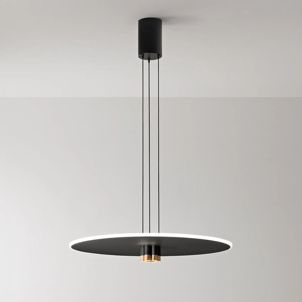 Sospensione Minimal Stream Metallo Nero E Oro Acrilico Led 50W 3000K
