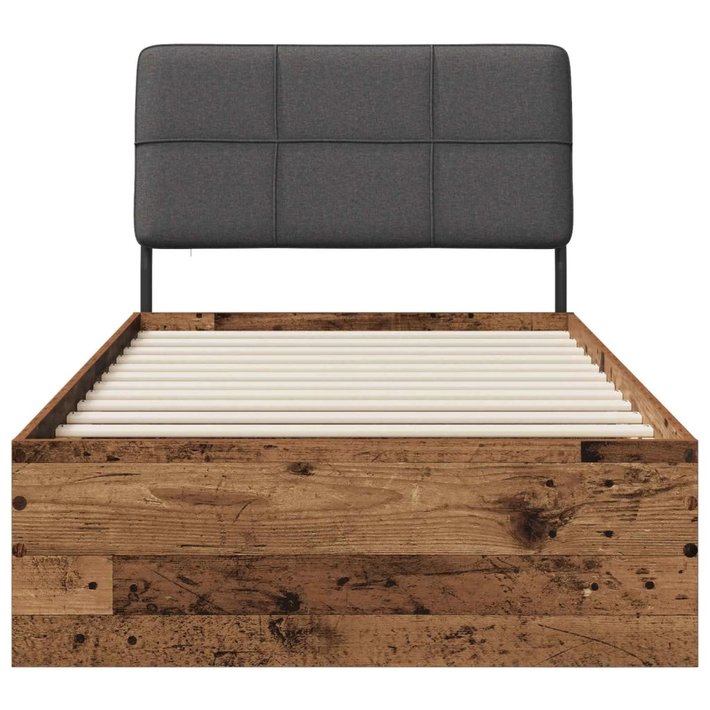 Letto singolo con testiera Legno vecchio e grigio scuro 8003371