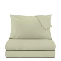 Set per letto matrimoniale, composto da 4 pezzi, di colore verde unito, dimensioni 170x200 cm, in cotone
