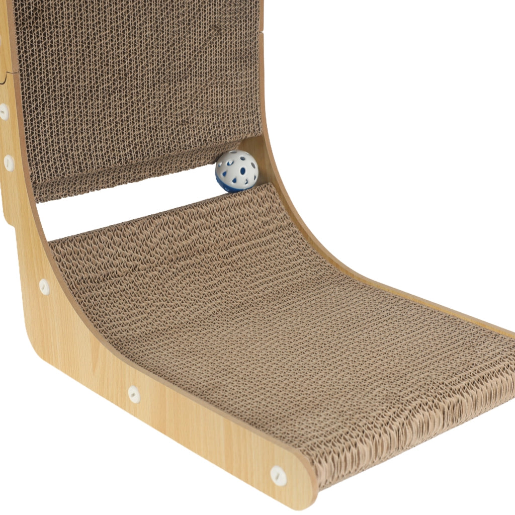 Tiragraffi a L per gatti con pallina sonaglio 68 × 40 × 28 cm