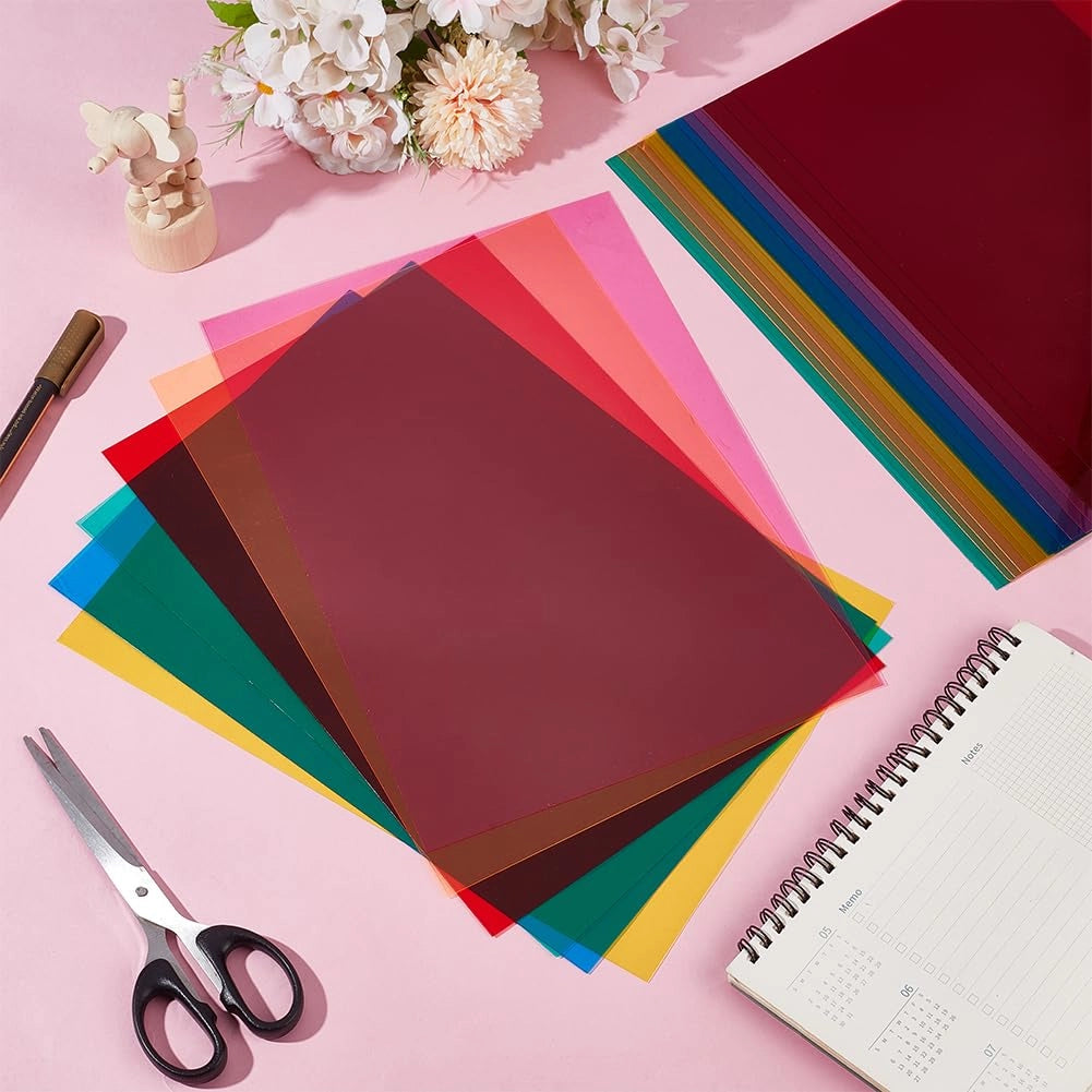 Lastre in PVC, formato A4, confezione da 24 pezzi, 6 colori, spessore 0,2 mm