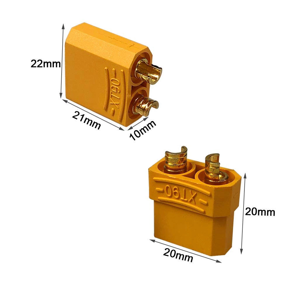 8 connettori XT90, placcati in oro, da 60-100 A, con guaina termorestringente
