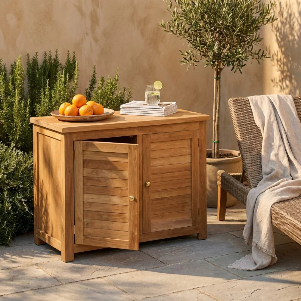Mobile da Giardino in Teak a Due Ante Jamison Marrone