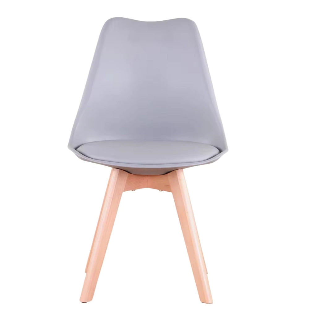 Set di 4 sedie da pranzo grigie in similpelle con gambe legno