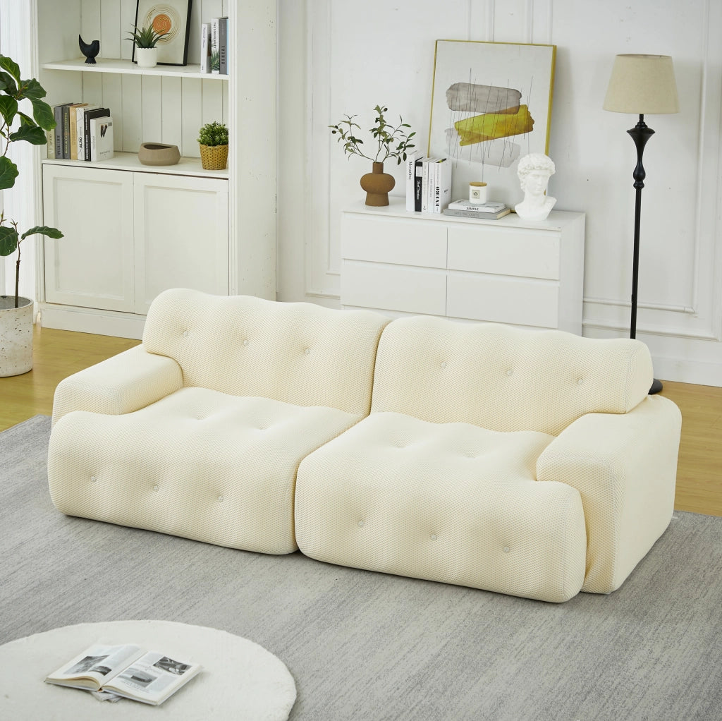 Divano 2 posti modulare beige in tessuto, 224 cm