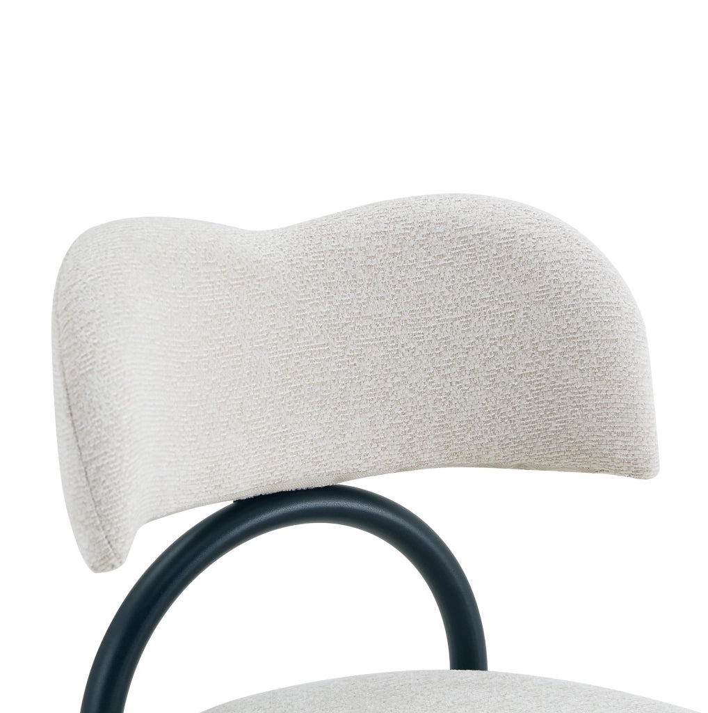 Set di 2 sedie imbottite beige con struttura in metallo nero