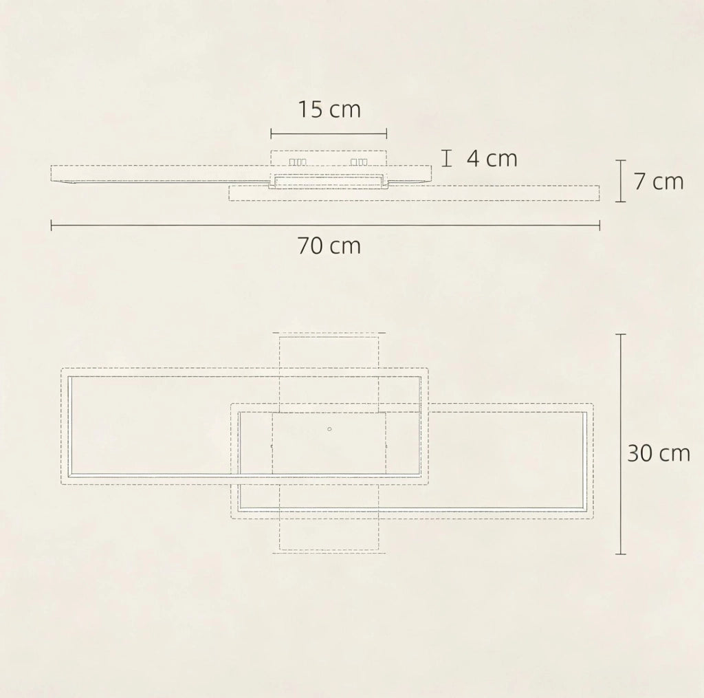 Plafoniera a LED nera 43 W 70 x 30 cm con telecomando