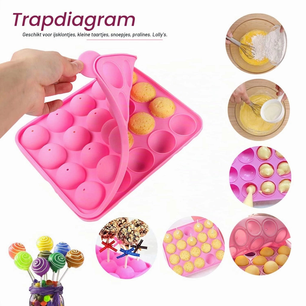 Set da 2 stampi per cake pop, quasi completamente a prova di perdite, con 100 stecchini inclusi