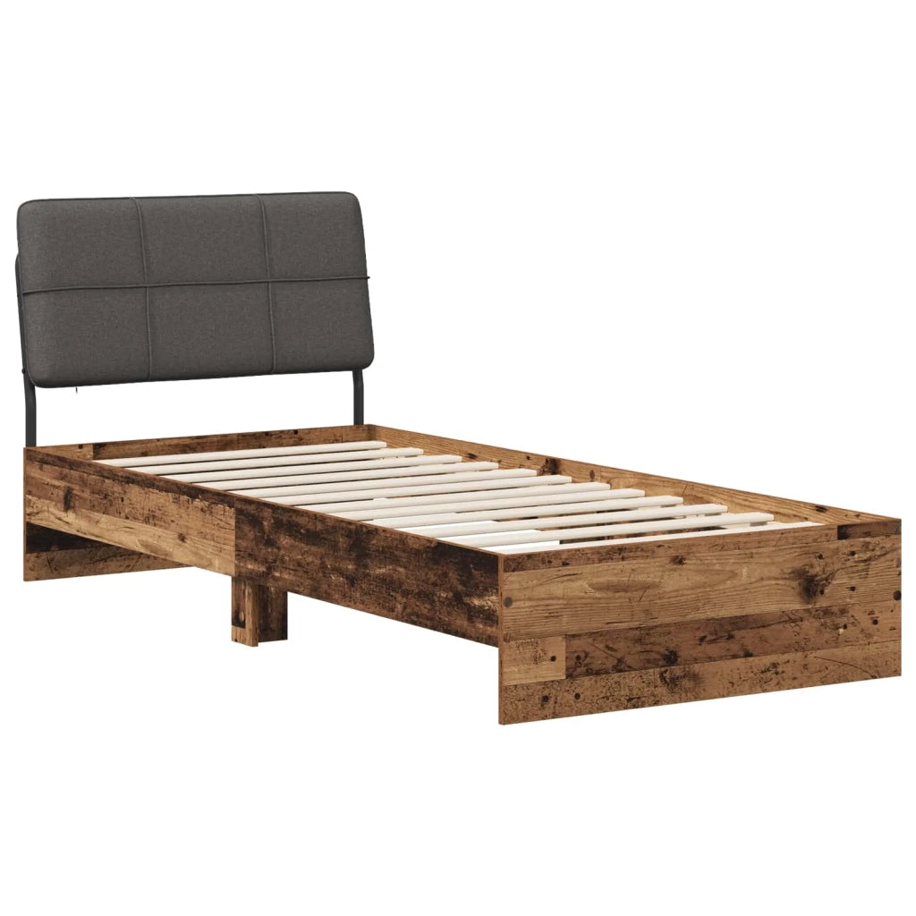 Letto singolo con testiera Legno vecchio e grigio scuro 8003355