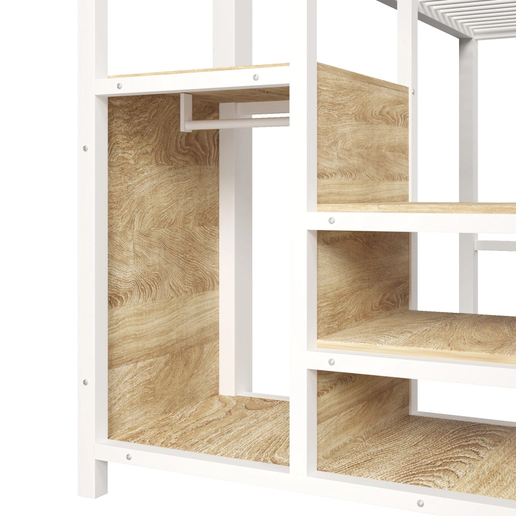 Letto a soppalco 140x200 cm in metallo e MDF con cassetti
