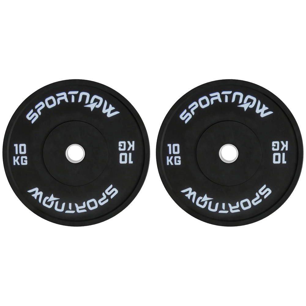 Set di 2 Dischi Pesi da 10kg in Gomma Foro Ø5cm per Bilanciere e Manubri Robusti e Pratici Nero
