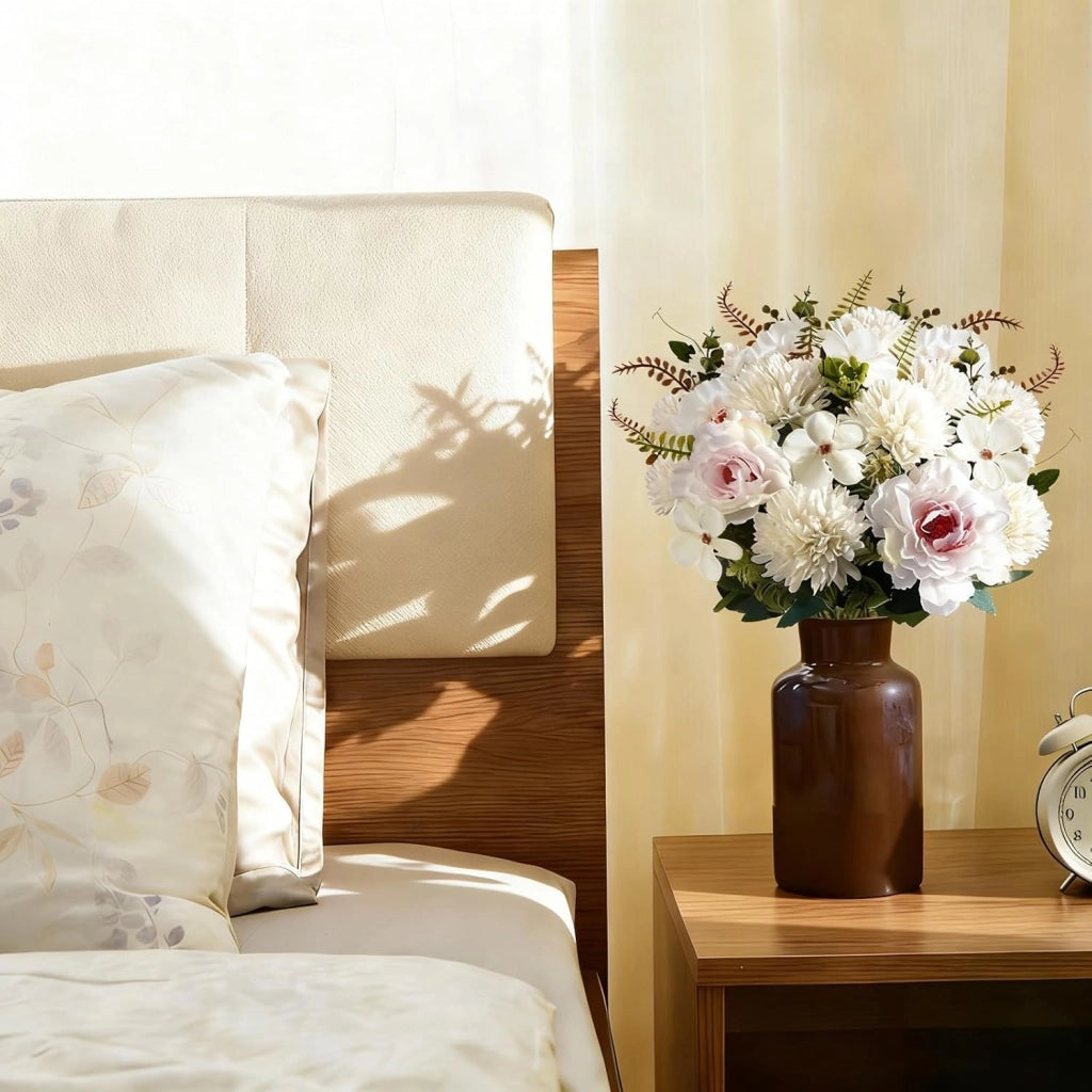 Composizione floreale artificiale con peonie e crisantemi, altezza 100 cm, confezione da 5 pezzi