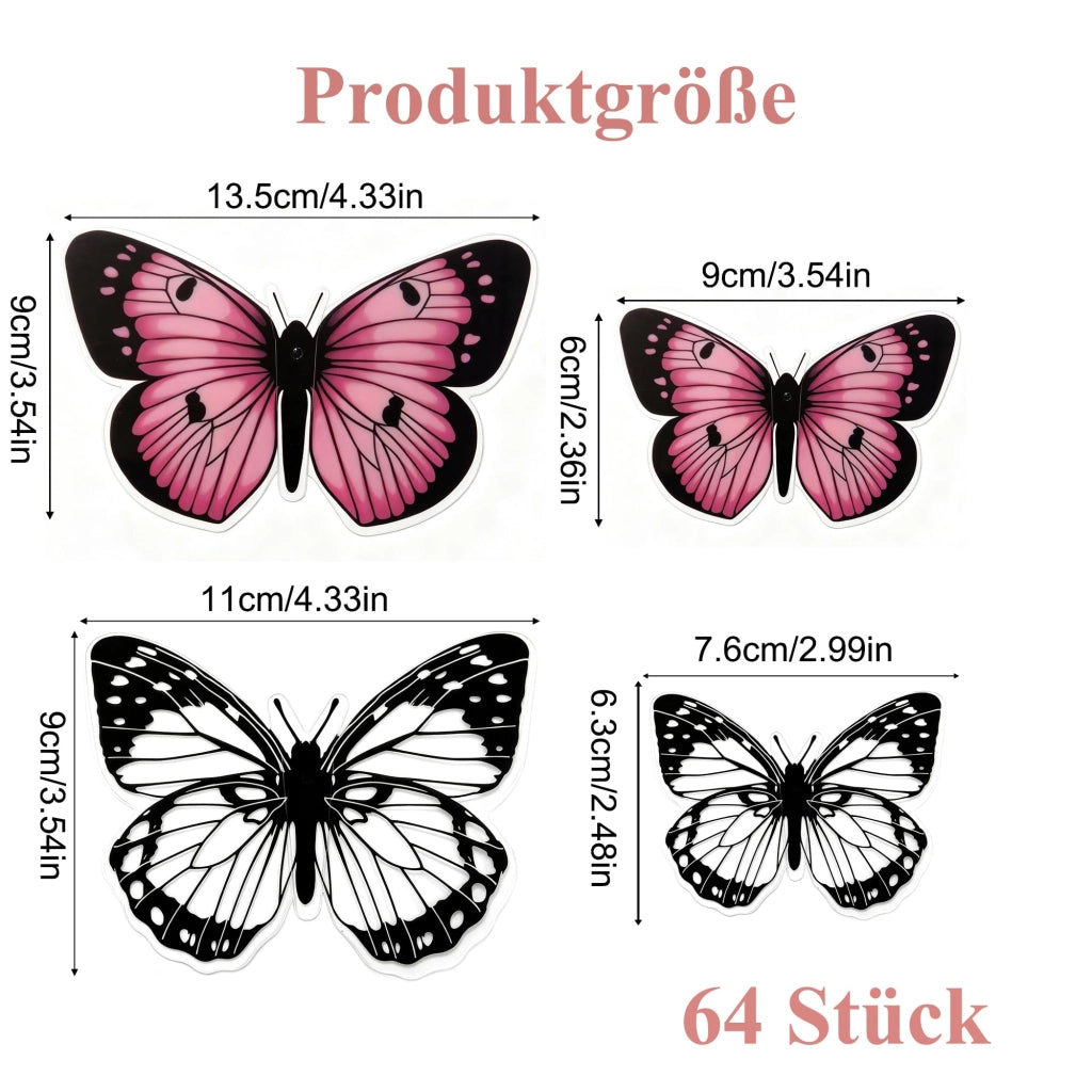66 adesivi 3D a forma di farfalla, colorati e bianco e nero, autoadesivi