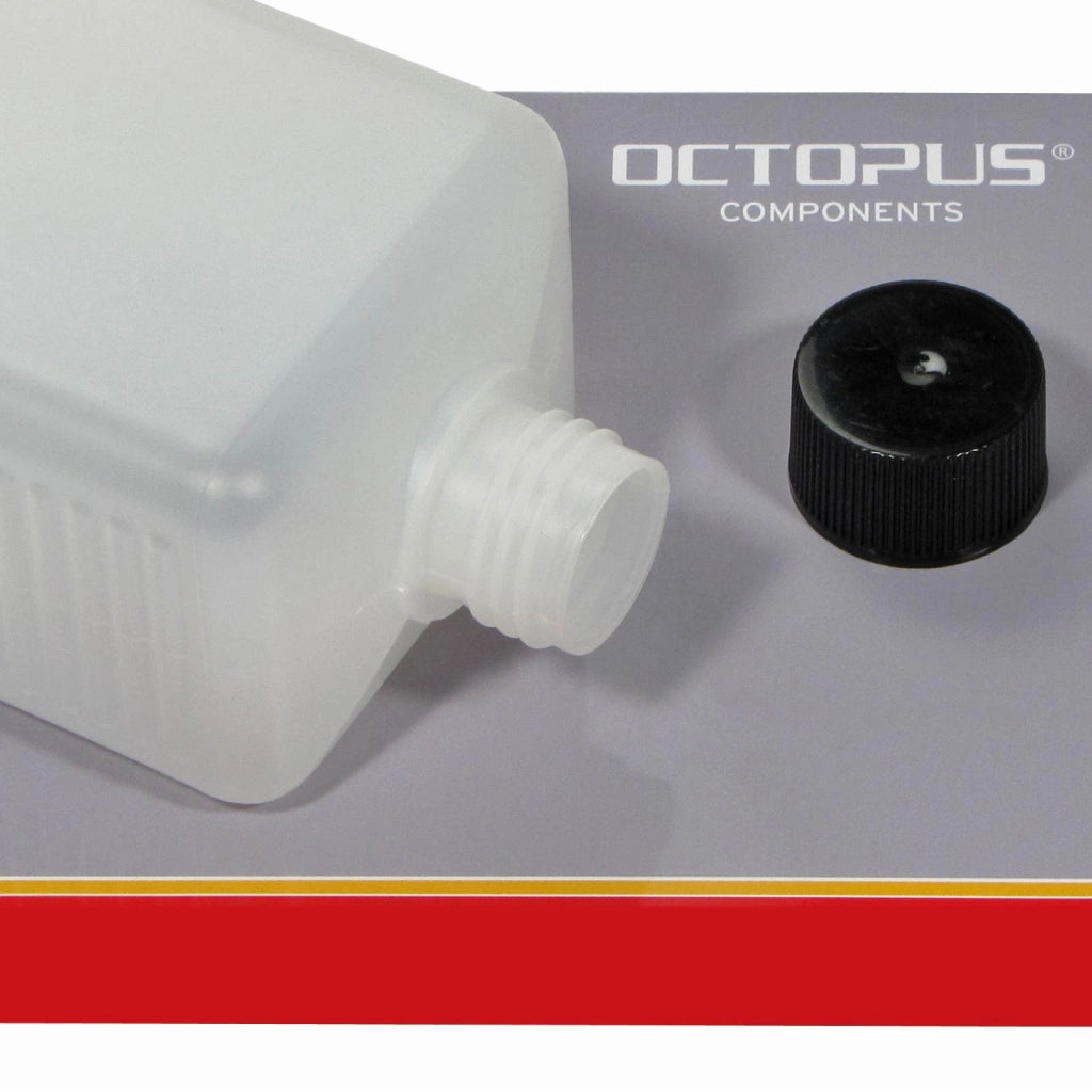 5 bottiglie in HDPE da 500 ml con tappi neri, complete di etichette