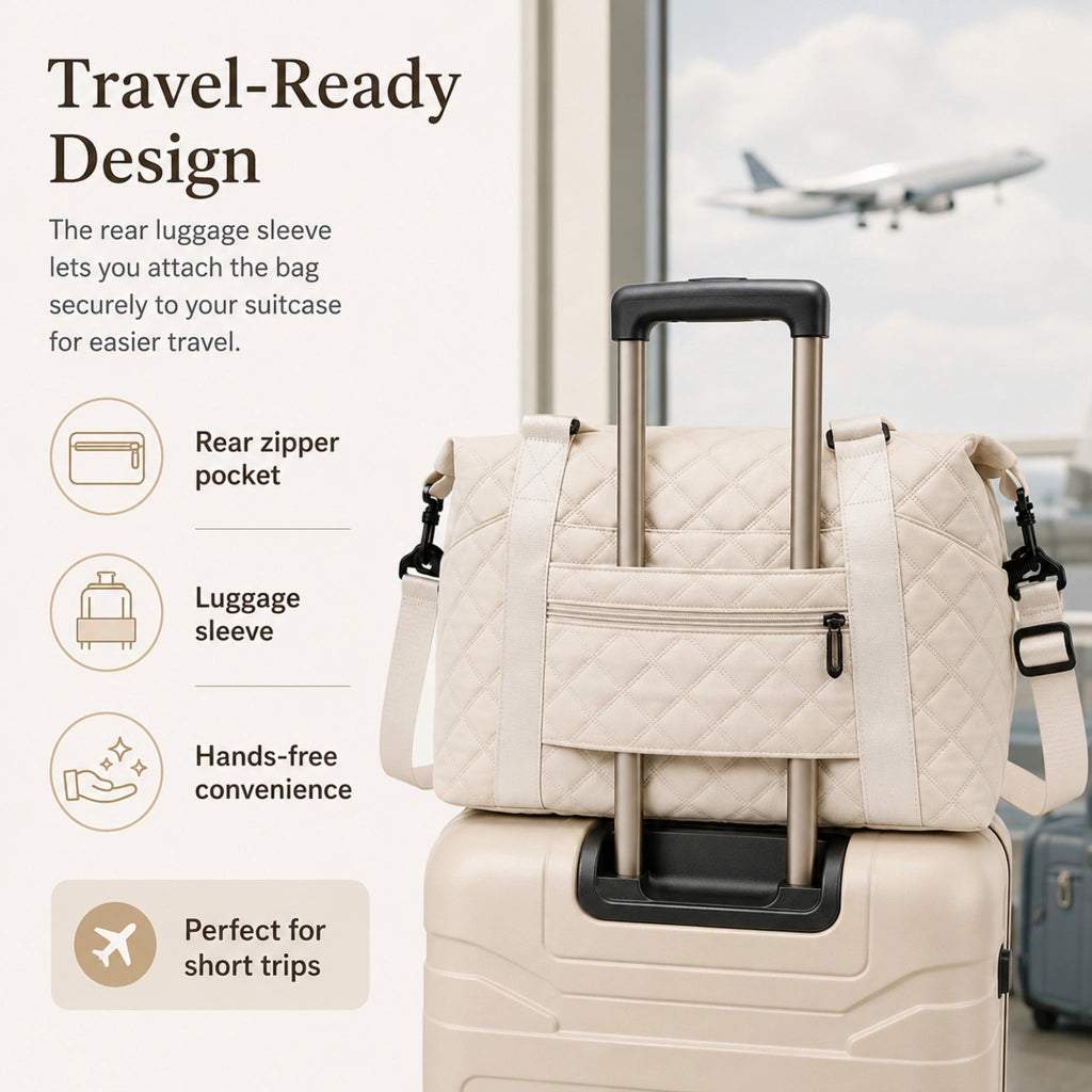 Borsa sportiva da viaggio beige 43×28×18 cm con tracolla