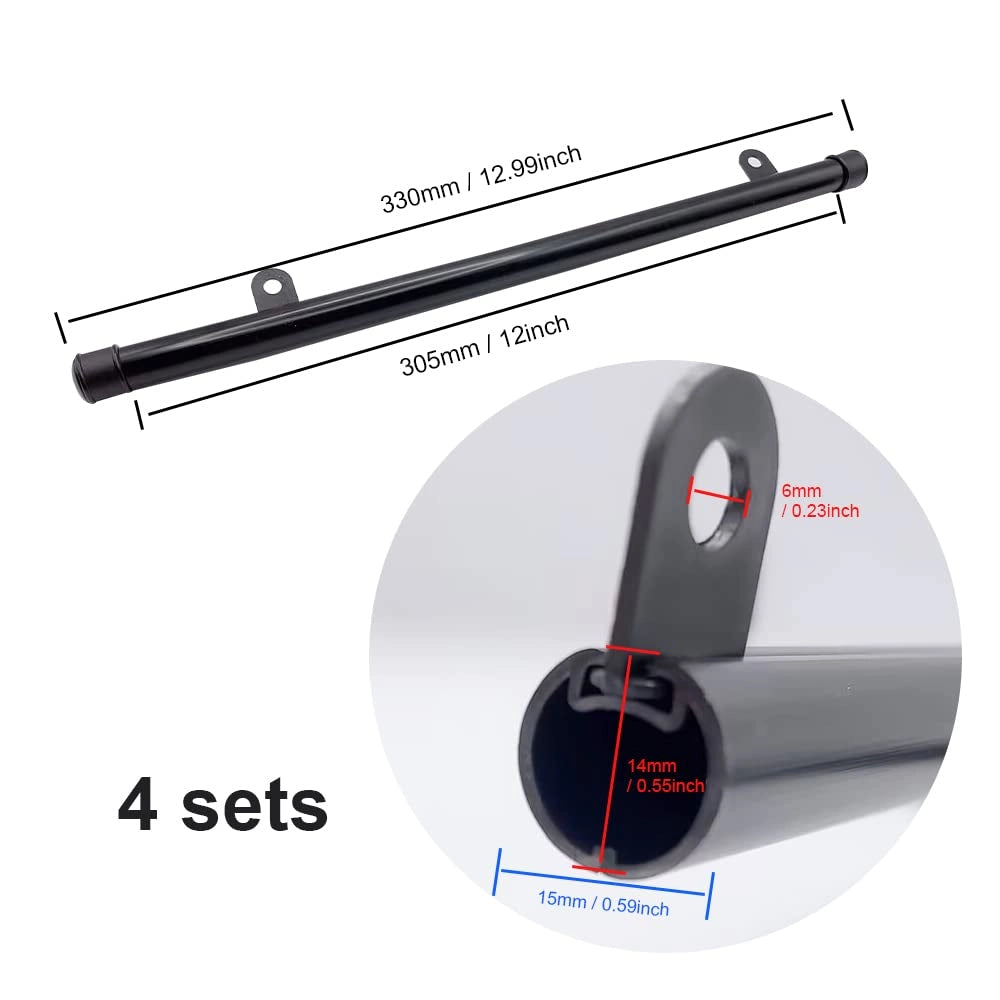 Set di 4 ganci per poster, dimensioni 33 cm, in plastica, colore nero e bianco, leggeri
